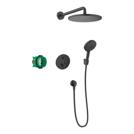 Душевой комплект с термостатом Hansgrohe Croma 280 Ecostat S 1jet 27961670 черный матовый