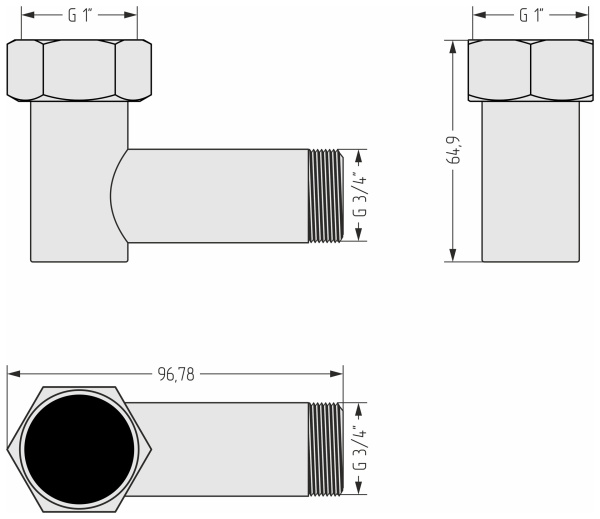 Уголок переходной Стилье (G 1" НГ х G 3/4" НР) 122000-1034