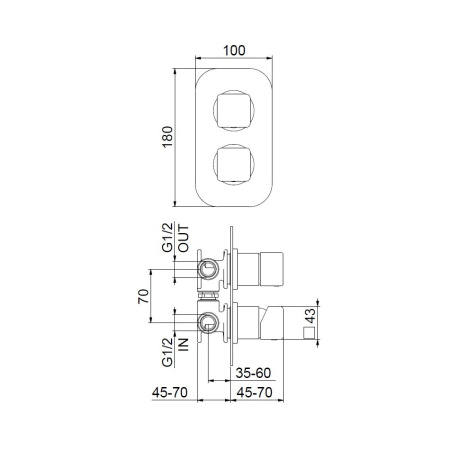 Смеситель для душа встраиваемый Webert ONE-X OX860101015, хром