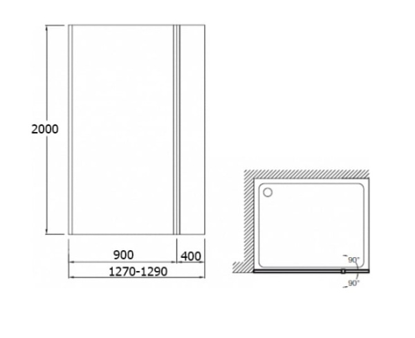 Душевое ограждение 90 см Jacob Delafon Contra C22WP90-GA