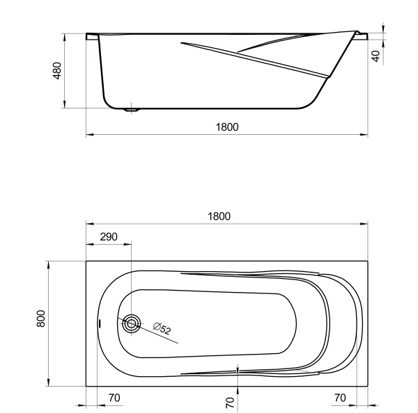 Акриловая ванна (180х80)  Santek Касабланка XL   1WH302482