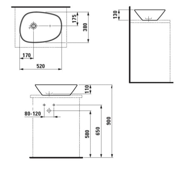 Умывальник Laufen Palomba 8.1680.2.000.112.1