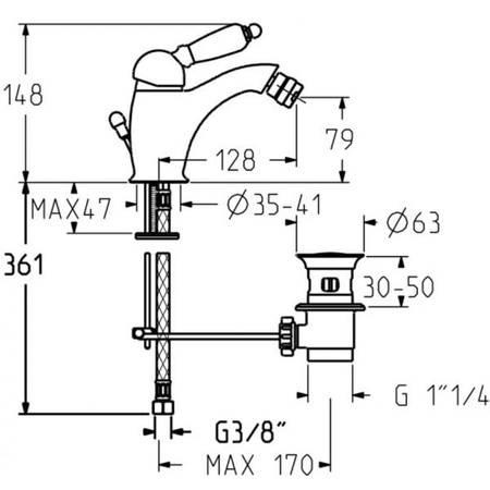 Смеситель для биде с донным клапаном Gattoni 2756/27C0cr
