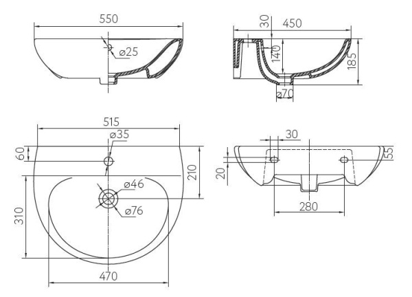 Раковина Kolo Freja 55 L71155000