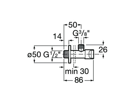 Кран угловой Roca Aqua 1/2 - 3/8 525164400