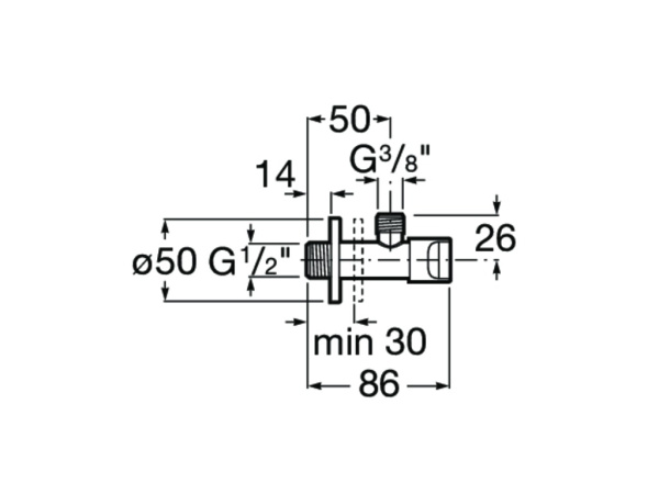 Кран угловой Roca Aqua 1/2 - 3/8 525164400 Кран угловой Roca Aqua 1/2 - 3/8 525164400