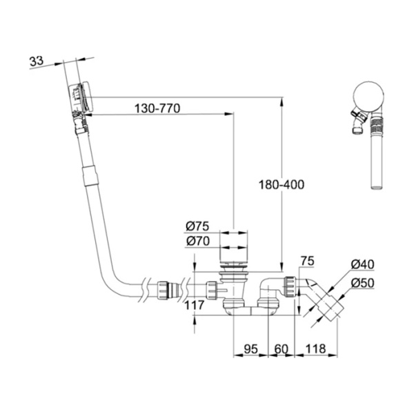 Слив-перелив для ванны с наполнением автомат Bette Mono B641-000 белый