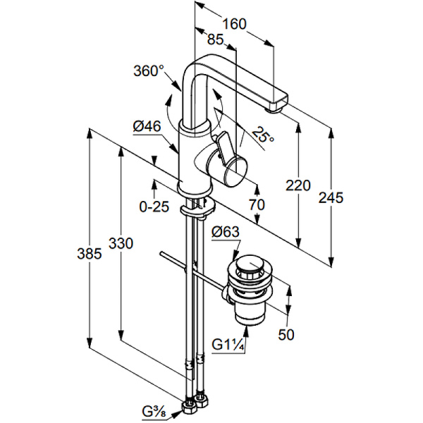 Смеситель для раковины Kludi Zenta 420250575
