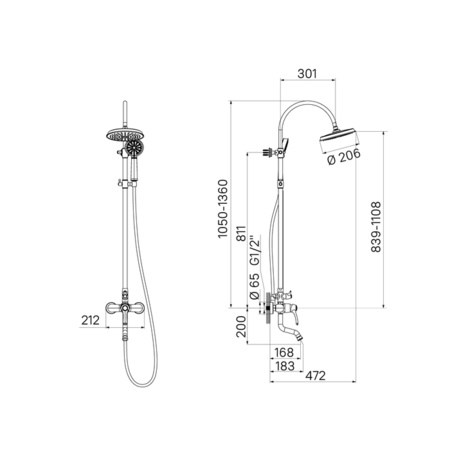 Душевая система  IDDIS Oldie OLDBR3Fi06, бронза