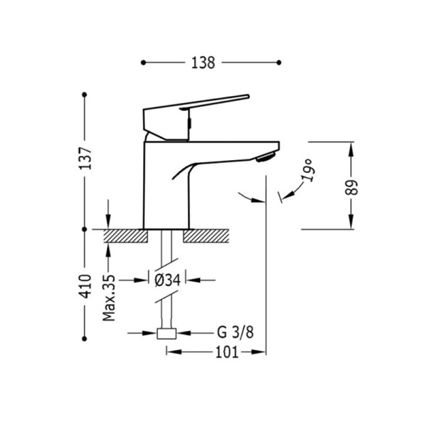 Смеситель  для раковины Tres Base 21510301 хром