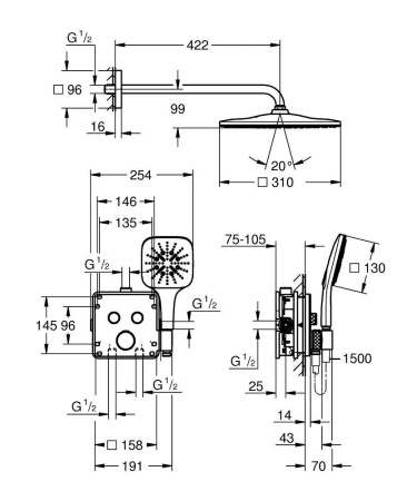 Душевой комплект GROHE Grohtherm SmartControl 34865KF0