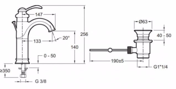 Смеситель для раковины Jacob Delafon Fairfax E72091-CP