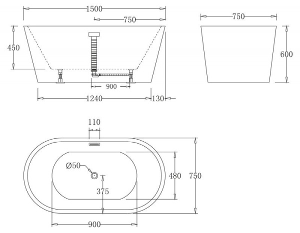 Акриловая ванна BelBagno 150х75 BB71-1500-BIANCO Акриловая ванна BelBagno 150х75 BB71-1500-BIANCO