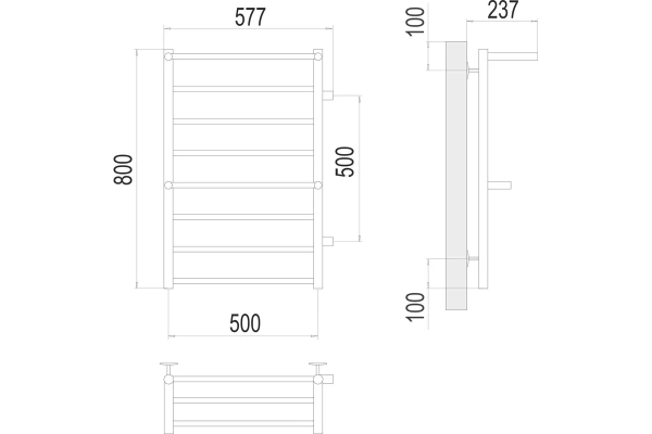 Полотенцесушитель водяной боковое подключение с полкой (50х80) П8 Terminus Аврора 4670078563279