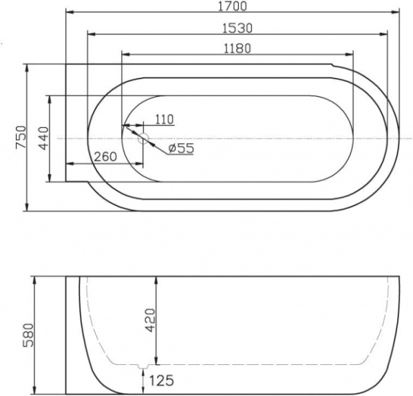 Ванна акриловая BelBagno BB11-1700L Ванна акриловая BelBagno BB11-1700L