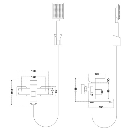 Смеситель для ванны Melana Cubo 610205