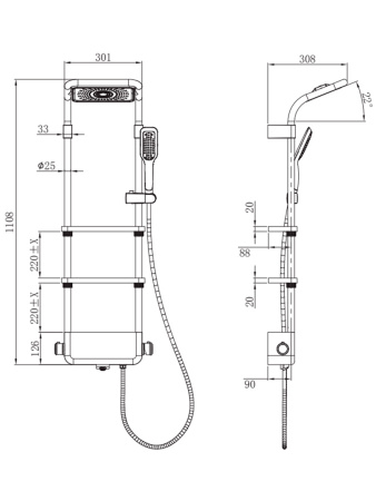Душевая система с термостатом AQUAme AQM8003W