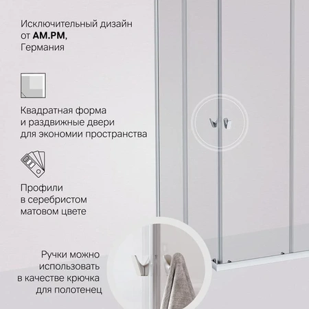 Душевой уголок (100х100) Am.Pm Sunny W87G-403-100100-MT хром матовый