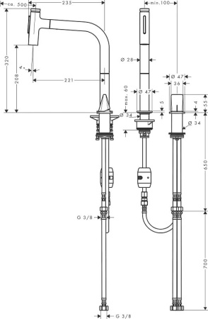 Смеситель для кухни Hansgrohe Metris Select M71 73819000 хром