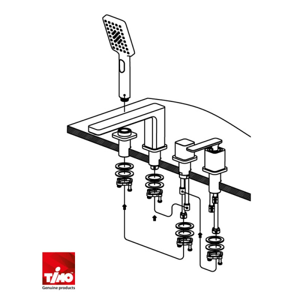 Смеситель для ванны и душа, врезной Timo Torne 4330/17Y золото матовое