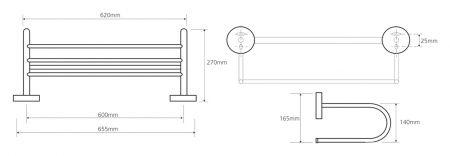 Полочка для полотенец тип U Bemeta Omega 104205172