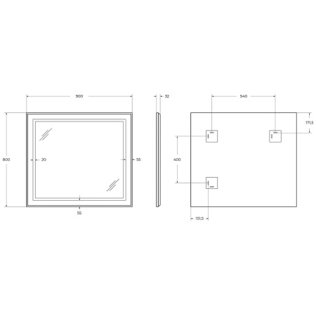 Зеркало (90х80) BelBagno Kraft SPC-KRAFT-900-800-SENS-AL с подсветкой