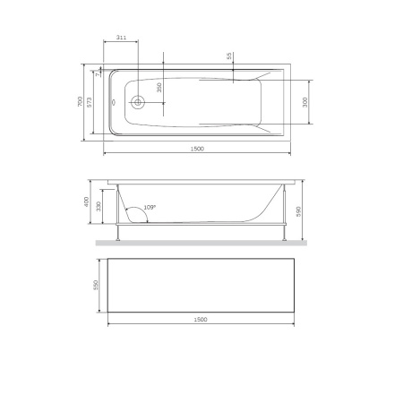 Панель фронтальная 150х70 Am.Pm Gem W90A-150-070W-P1