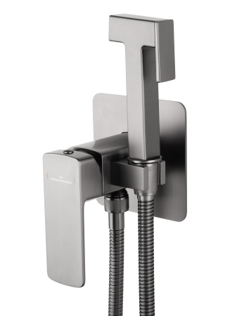 Смеситель с гигиеническим душем встраиваемый WONZON & WOGHAND EDGE, темный графит WW-88829003-BGM