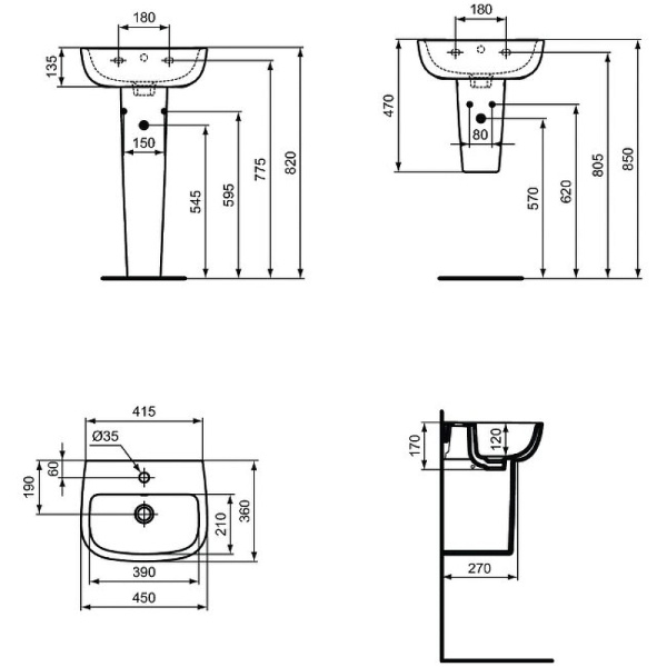 Раковина Ideal Standard Esedra 45 T281101