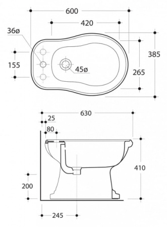Напольное биде Kerasan Retro 102001*1 белый