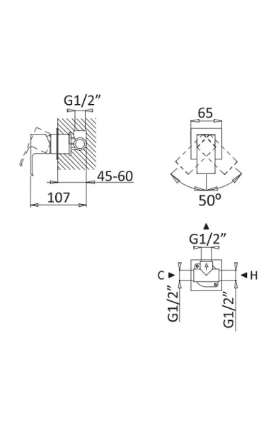 Смеситель для душа Cezares Porta PORTA-DIM-01