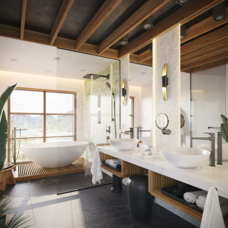 Смеситель для ванны напольный Hansgrohe Metropol 32532340 шлифованный черный хром