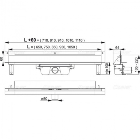 Освещение для душевого лотка AlcaPlast AEZ122-850