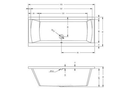 Акриловая ванна (170x75) Riho Julia B011001005