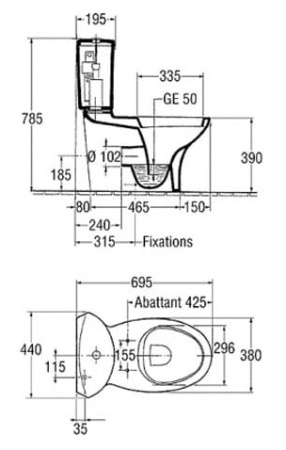 Чаша напольного унитаза Jacob Delafon Presquile 19077-00