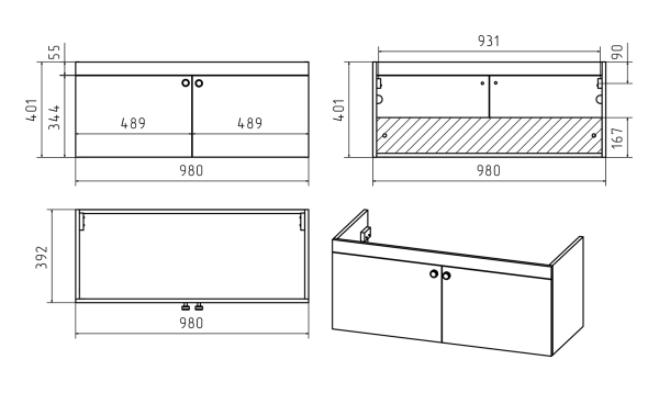 Тумба под раковину Misty Тондо 100  П-Тон09100-012