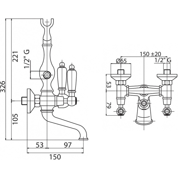 Смеситель для ваннны Cezares FIRST FIRST-VD-02-Bi