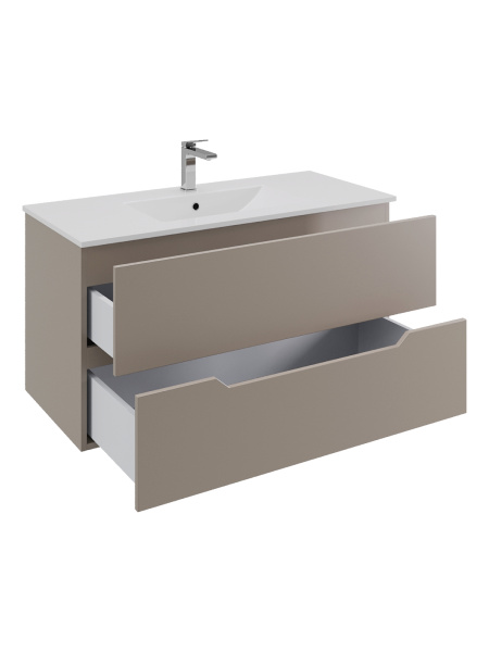 Тумба с раковиной подвесная Orange Line Li-100TuL+Ra латте матовый