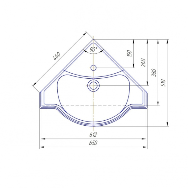 Раковина подвесная (65х51) СаНта Классикугловой