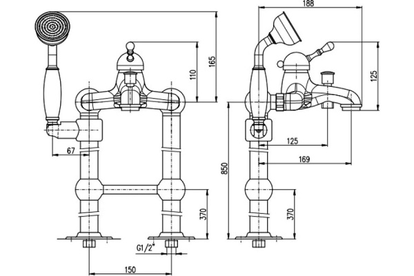 Смеситель напольный для ванны Rav Slezak Labe L050.5/2Z