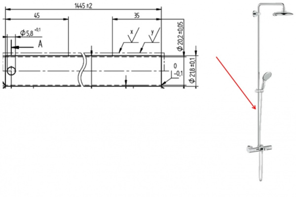 Штанга для душевой системы 1445 мм GROHE 400912338