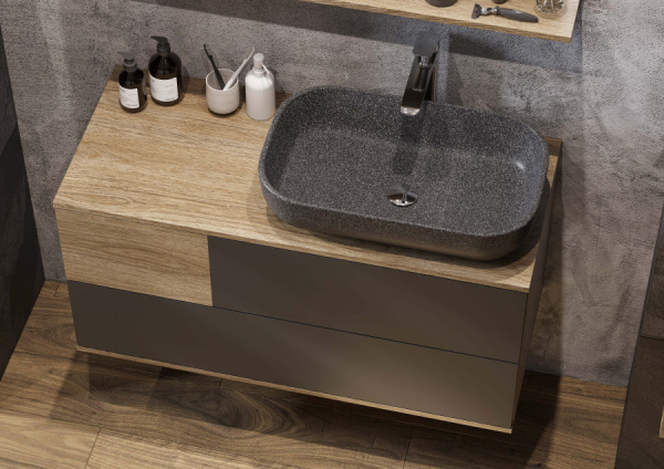 Раковина Aquaton Лола 1A73313KLK210, 60 см, литьевой мрамор, графит