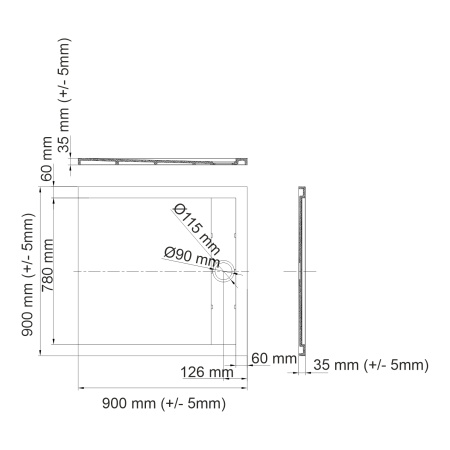 Душевой поддон (90х90) WasserKRAFT Wiese 84T03