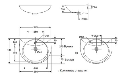 Раковина Jacob Delafon ODEON E1069-00
