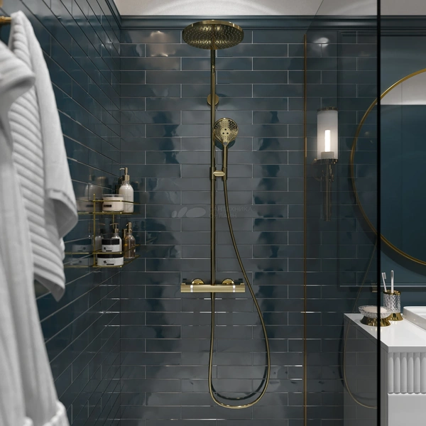 Душевая система с термостатом Hansgrohe Raindance Select S Showerpipe 240 1jet PowderRain 27633990 полированное золото