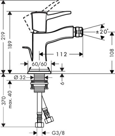 Смеситель для биде Hansgrohe Metropol 31320090