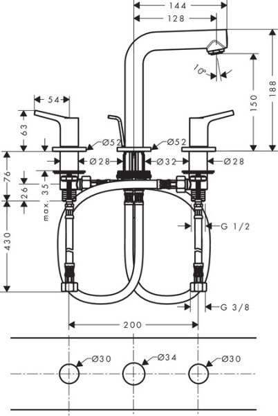 Смеситель для раковины Hansgrohe Talis S 72130000