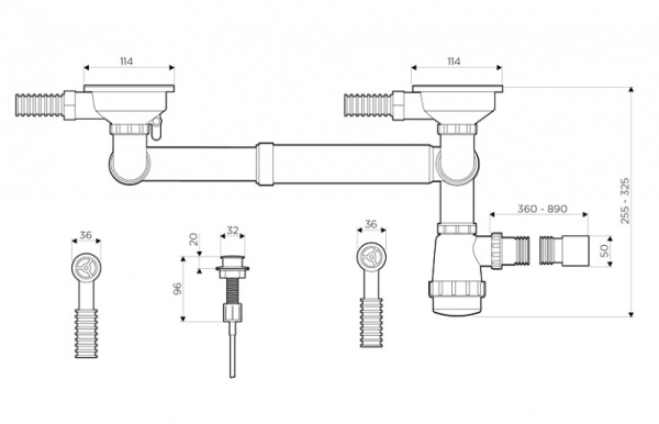 Сифон для мойки Omoikiri WK-2-R-IN-A 4956506