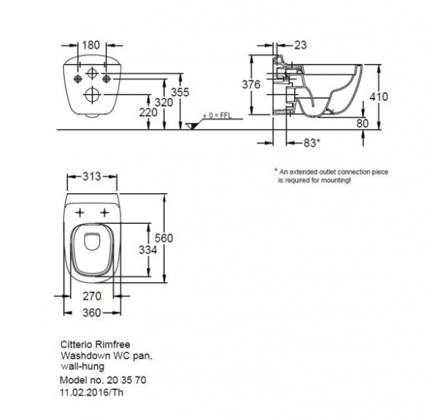Унитаз подвесной Keramag Citterio RimFree 203570000