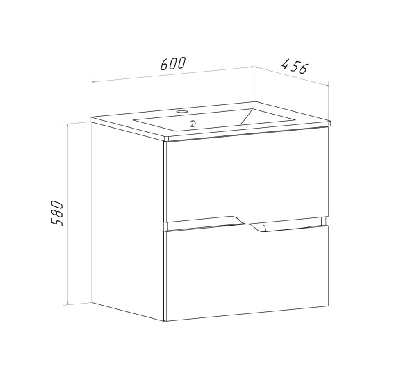 Тумба под раковину Runo Палермо 60 подвесная  (00-00004082)